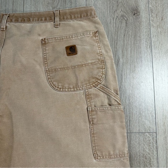 Vintage Carhartt Light Tan Carpenter Work Trousers Pants Waist 44 - Picture 9 of 13